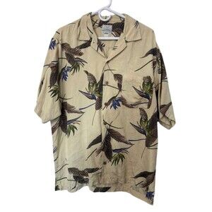 Tommy Bahama Button Down Shirt Mens Medium Silk Cream Hawaiian